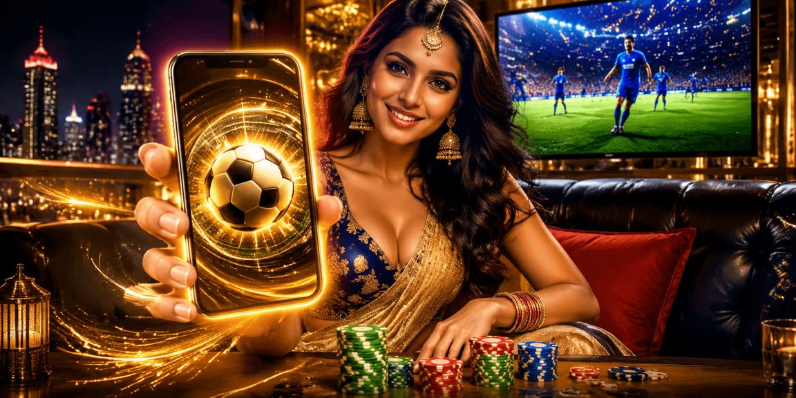 Cricket betting theme with mobile in hand
