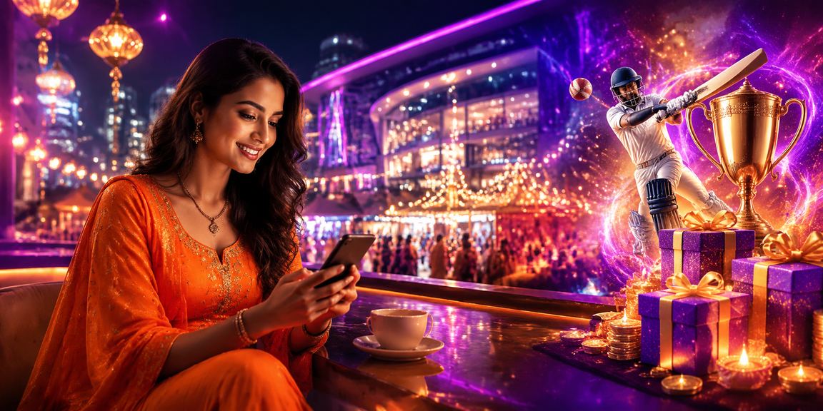 Night market in India with cricket betting theme