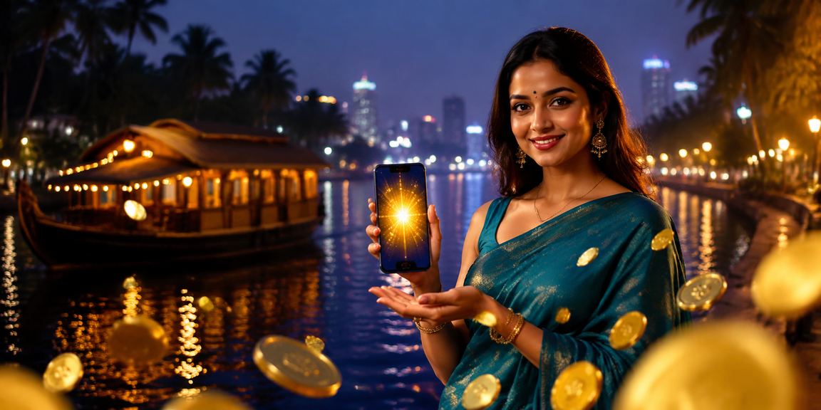 Indian woman using casino app on smartphone